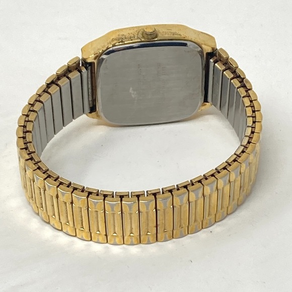 Vtg Armitron Watch Men 30mm Gold Tone Day Date Glitter Stretch Band New Battery - Picture 15 of 15